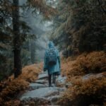 Mindful walking on a peaceful nature trail