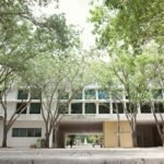 Scenic view of university campus with trees in Coral Gables, Florida, USA.